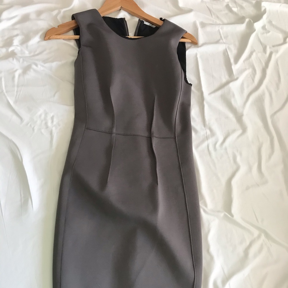 Tahari “sharkskin” dress with mesh detail